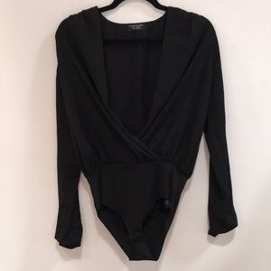 Zara black low v bodysuit